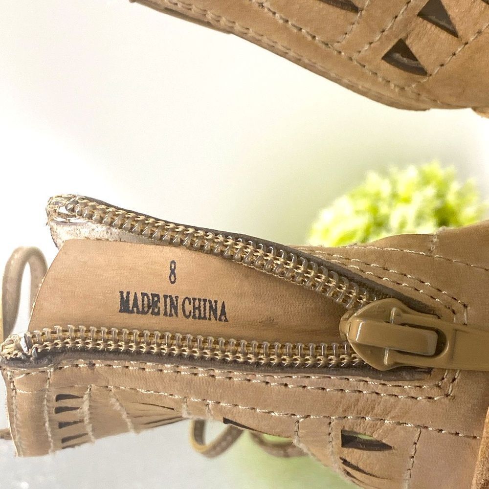 ✨Jeffrey Campbell x Free People Serena Lt Grey Laser Cut Leather Wedge Sandal🌷✨ - Picture 13 of 16
